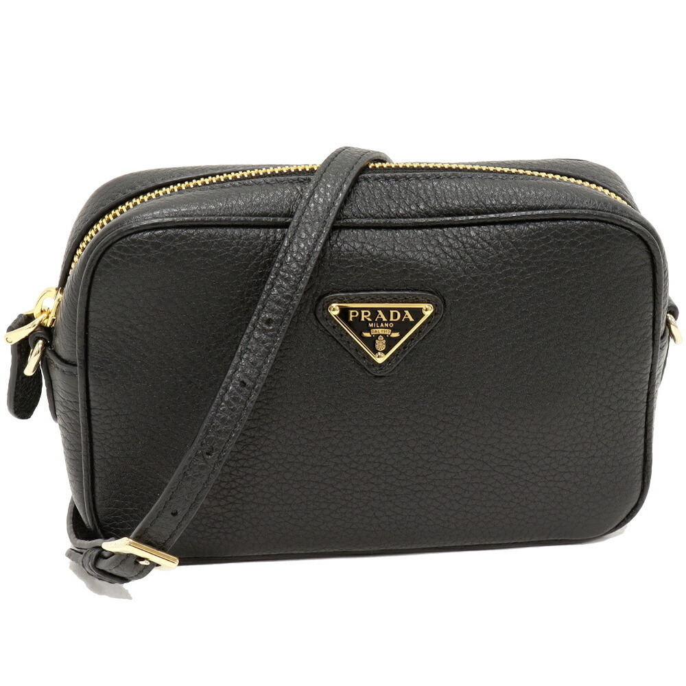 Prada Vitello Daino Leather Shoulder Bag Calfskin Nero Black
